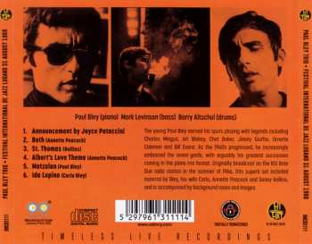 CD Paul Bley Trio: Festival International De Jazz Lugano 31 August 1966