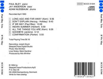 CD Paul Bley Trio: If We May