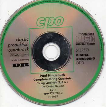3CD Paul Hindemith: Complete String Quartets