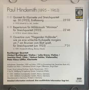 CD Paul Hindemith: Quintett Für Klarinette Und Streichquartett / Repertorium Für Militärmusik "Minimax" / Overtüre Zum "Fliegenden Holländer"