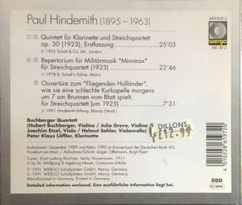 CD Paul Hindemith: Quintett Für Klarinette Und Streichquartett / Repertorium Für Militärmusik "Minimax" / Overtüre Zum "Fliegenden Holländer"