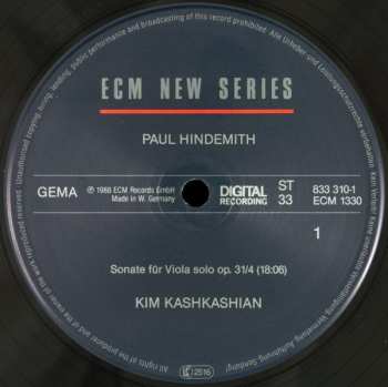 3LP/Doos Paul Hindemith: Sonatas For Viola / Piano And Viola Alone