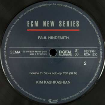 3LP/Doos Paul Hindemith: Sonatas For Viola / Piano And Viola Alone