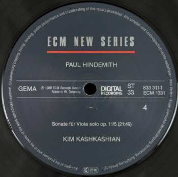3LP/Doos Paul Hindemith: Sonatas For Viola / Piano And Viola Alone