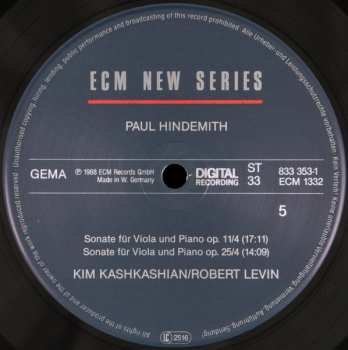 3LP/Doos Paul Hindemith: Sonatas For Viola / Piano And Viola Alone