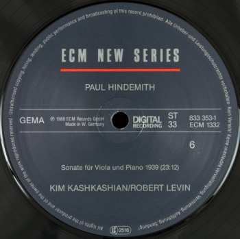 3LP/Doos Paul Hindemith: Sonatas For Viola / Piano And Viola Alone