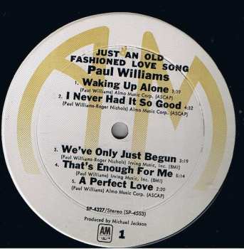 LP Paul Williams: Just An Old Fashioned Love Song