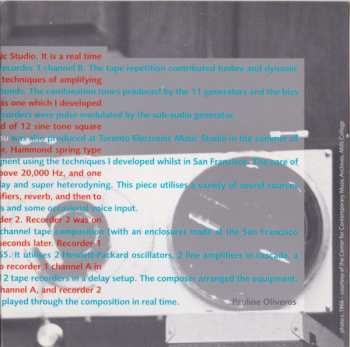 CD Pauline Oliveros: Electronic Works