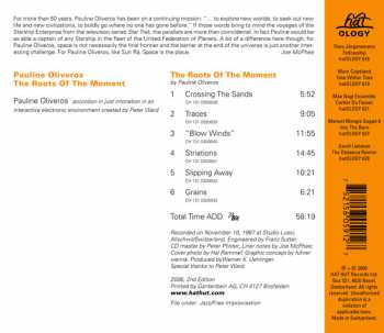 CD Pauline Oliveros: The Roots Of The Moment