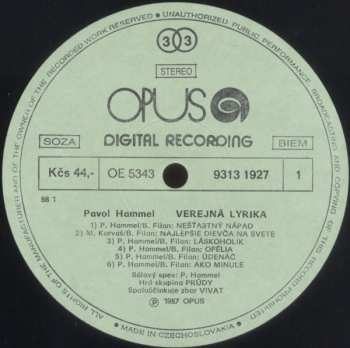 LP Pavol Hammel: Verejná Lyrika