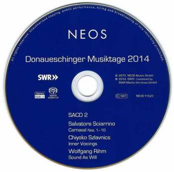 DVD/Doos/SACD Wolfgang Rihm: Donaueschinger Musiktage 2014