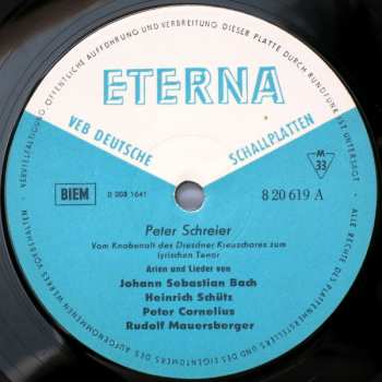 LP Peter Schreier: Vom Knabenalt Des Dresdner Kreuzchores Zum Lyrischen Tenor