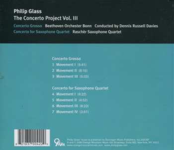 CD Philip Glass: Concerto Grosso | Concerto For Saxophone Quartet
