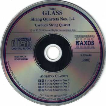 CD Philip Glass: String Quartets Nos. 1-4