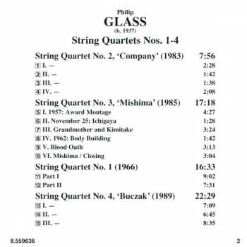 CD Philip Glass: String Quartets Nos. 1-4