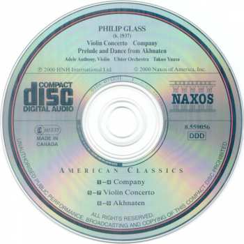 CD Philip Glass: Violin Concerto • Prelude And Dance From Akhnaten • Company