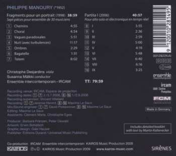 CD Philippe Manoury: Fragments Pour Un Portrait
