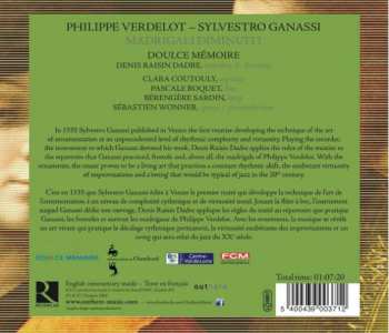 CD Silvestro Ganassi Dal Fontego: Madrigali Diminuiti