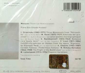 CD Piano Duo Chipak-Kushnir: Masques - Theatrical Reminiscences