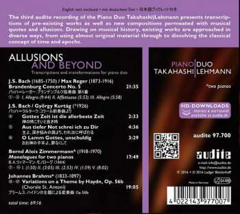 CD Piano Duo Takahashi Lehmann: Allusions And Beyond (Transcriptions And Transformations For Piano Duo)