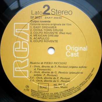 3LP Piero Piccioni: Colpo Rovente - O.s.t.