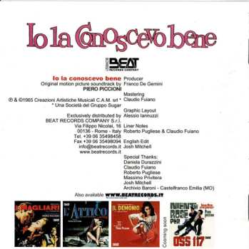 CD Piero Piccioni: Io La Conoscevo Bene (Original Motion Picture Soundtrack) LTD