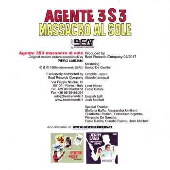CD Piero Umiliani: Agente 3S3 Massacro Al Sole (Original Motion Picture Soundtrack)