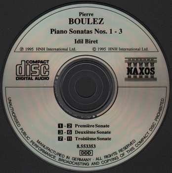 CD Pierre Boulez: Piano Sonatas Nos. 1 - 3