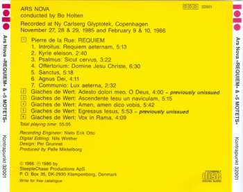 CD Bo Holten:  Pierre de la Rue: Requiem, Giaches De Wert: 5 Motets, Conducted By Bo Holten 