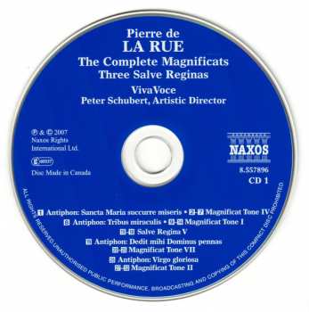 2CD Pierre de la Rue: The Complete Magnificats / Three Salve Reginas