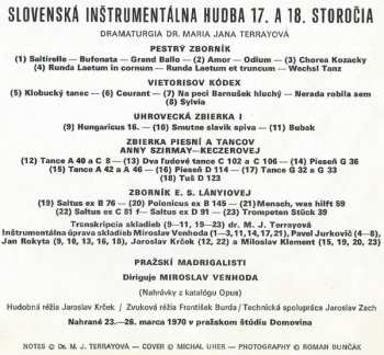 LP Prague Madrigal Singers: Slovenská Inštrumentálna Hudba 17.-18. Storočia