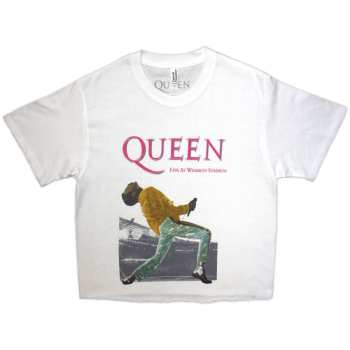 Merch Queen: Dames Crop Top Wembley Stadium Magenta Logo Queen