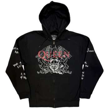 Merch Queen: Hoodie Met Rits Logo Queen & Crest Outline