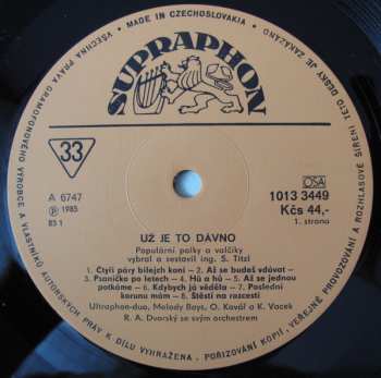 LP R. A. Dvorský Orchestra: Už Je To Dávno...