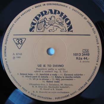 LP R. A. Dvorský Orchestra: Už Je To Dávno...