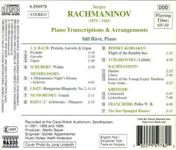 CD Sergei Vasilyevich Rachmaninoff: Piano Transcriptions And Arrangements