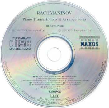 CD Sergei Vasilyevich Rachmaninoff: Piano Transcriptions And Arrangements