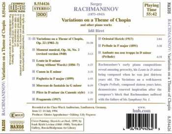 CD Sergei Vasilyevich Rachmaninoff: Variations On A Theme Of Chopin And Other Piano Works