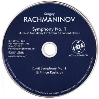CD Sergei Vasilyevich Rachmaninoff: Symphony No. 1 / Prince Rostislav
