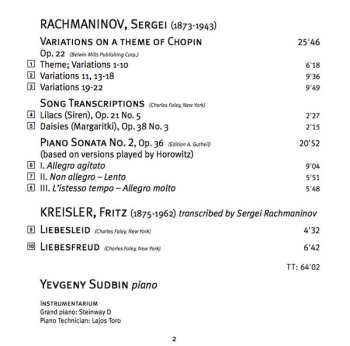 SACD Sergei Vasilyevich Rachmaninoff: Yevgeny Sudbin Plays Rachmaninov