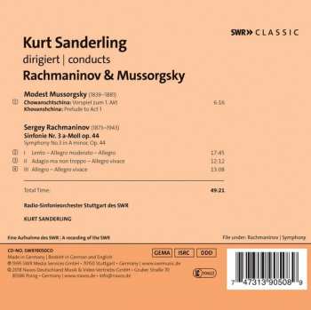 CD Sergei Vasilyevich Rachmaninoff: Kurt Sanderling Conducts Rachmaninov Symphonie No. 3