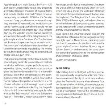 CD Rahel Rilling: Pure Bach Six Violin Sonatas