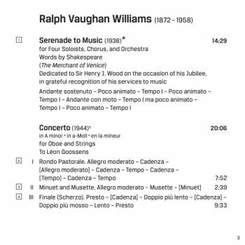 SACD Ralph Vaughan Williams: Piano Concerto, Oboe Concerto, Serenade To Music, Flos Campi
