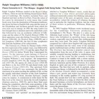 CD Ralph Vaughan Williams: Piano Concerto • The Wasps • English Folksong Suite • The Running Set