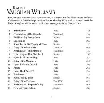 CD Ralph Vaughan Williams: Pan's Anniversary / Tallis Fantasia