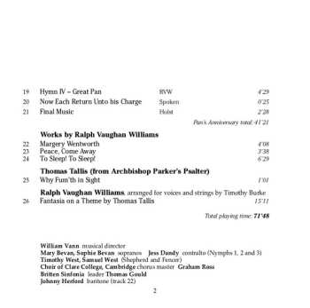 CD Ralph Vaughan Williams: Pan's Anniversary / Tallis Fantasia