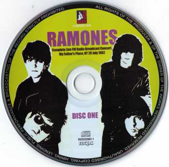 2CD Ramones: Live - My Father's Place, NY, 20 July 1982