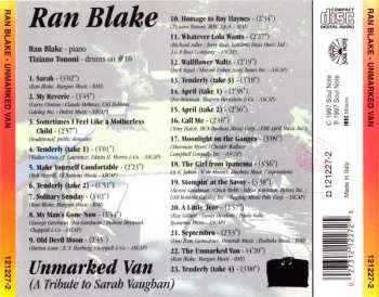 CD Ran Blake: Unmarked Van (A Tribute To Sarah Vaughan)
