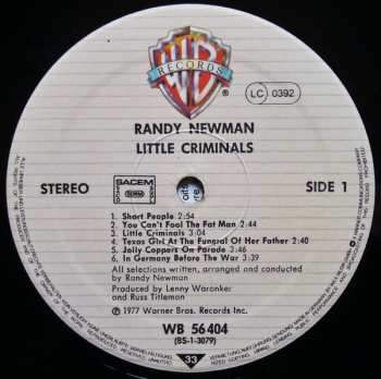 LP Randy Newman: Little Criminals