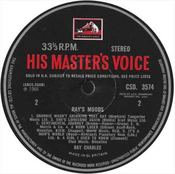LP Ray Charles And His Orchestra: Ray's Moods